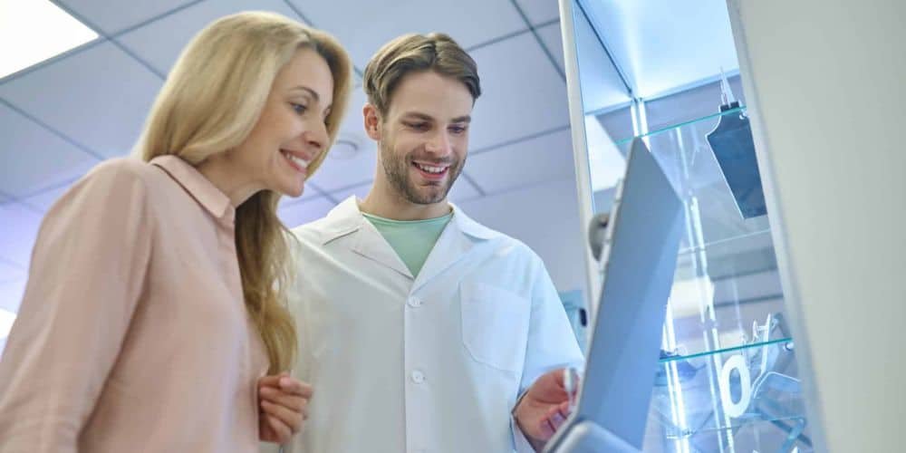 A medical team using software in medical billing